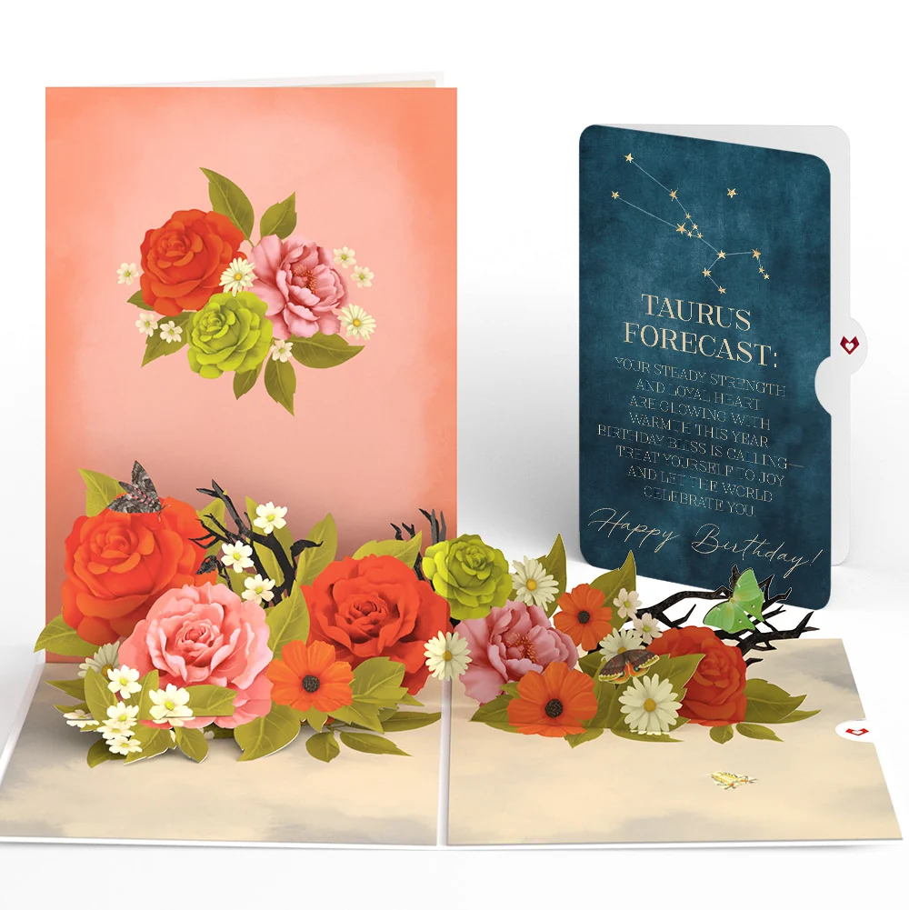 Lovepop Midnight Florals Birthday Pop-Up Card and Taurus Zodiac Sentiment Set