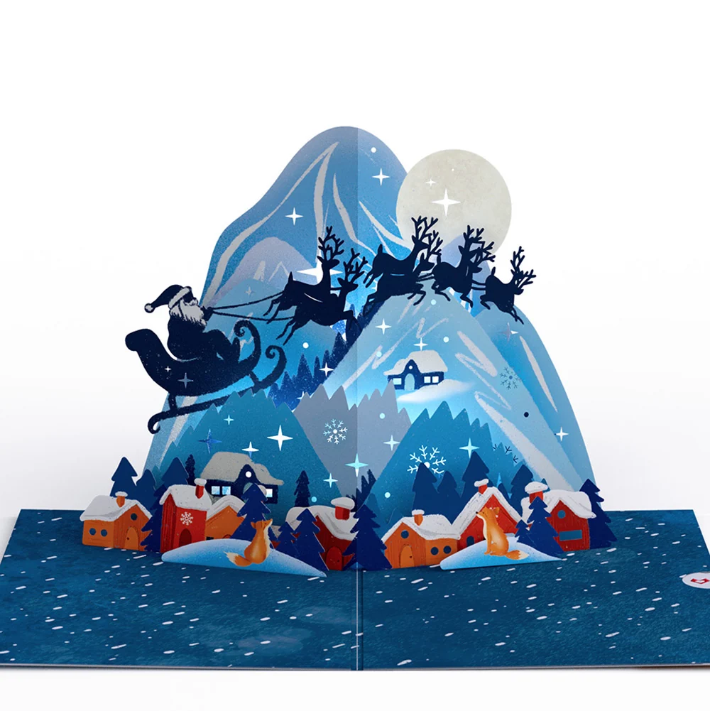 Lovepop Christmas Eve Sleigh Ride Music and Lights Pop-Up Card and Birthday Sentiment Set Cream - Image 3