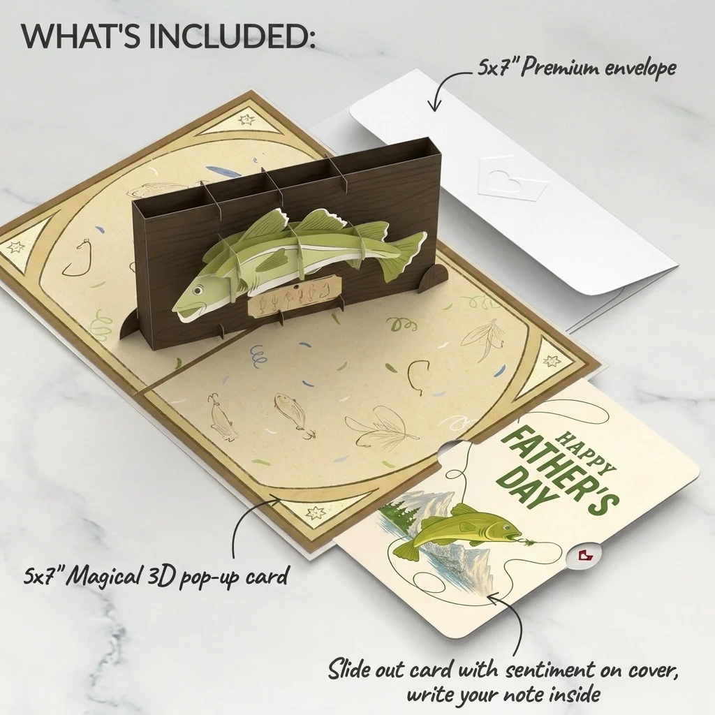 Lovepop Cod Plaque Father's Day Pop-Up Card and Sentiment Set Cream - Image 2