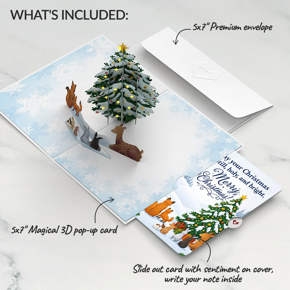 Lovepop Woodland White Christmas Pop-Up Card and Forest Friends Sentiment Set - Image 2