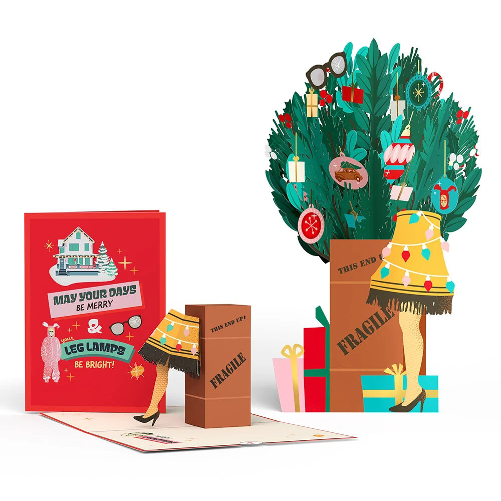 Lovepop A Christmas Story Holiday Leg Lamp Pop-Up Card & Flower Buds Bouquet Bundle