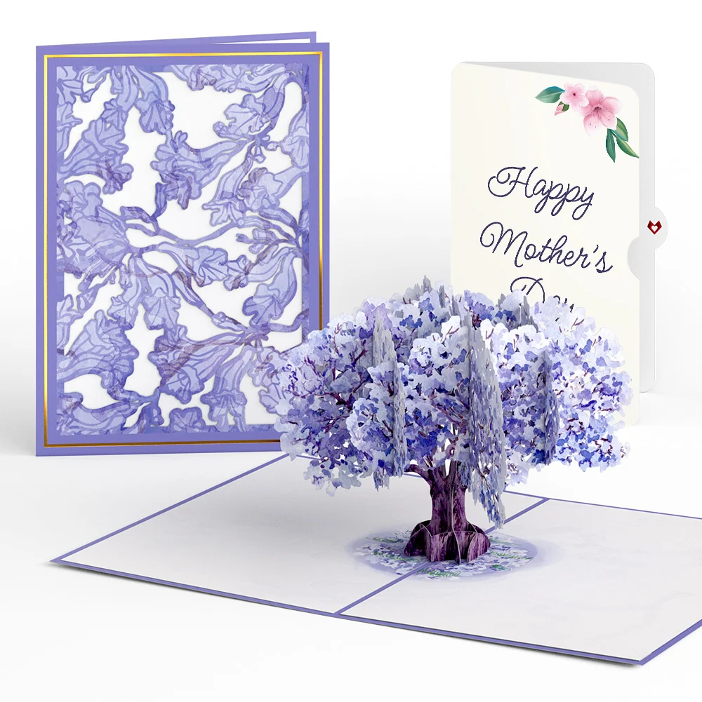 Lovepop Watercolor Jacaranda Tree Mother's Day Pop-Up Card and Sentiment Set