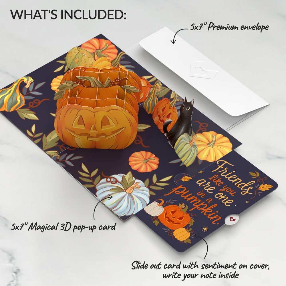 Lovepop Happy Halloween Pumpkin Light-Up Pop-Up Card and Sentiment Set for Friend - Image 2