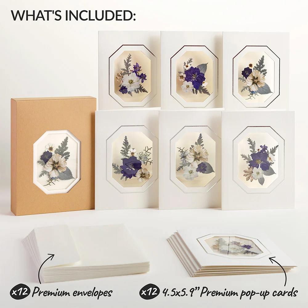 Lovepop Frosted Florals (Assorted 12-Pack) – Petal Pressed Blank Notecards - Image 5