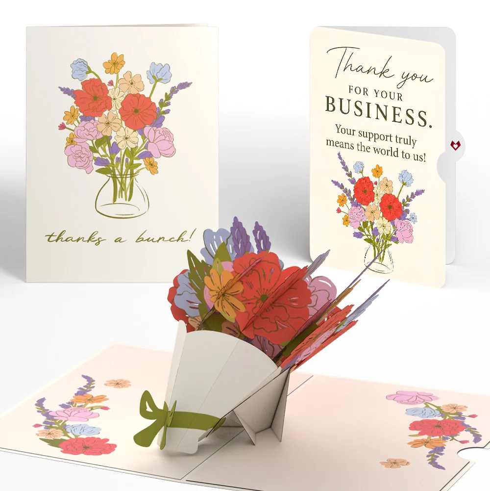 Lovepop Thanks a Bunch Bouquet Thank You Pop-Up Card and Sentiment Set for Clients Glass