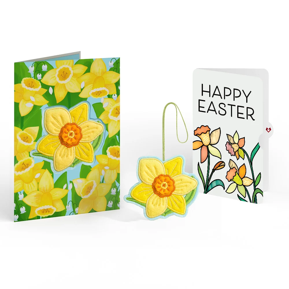 Lovepop Sunny Daffodil Easter Heartfelt Charm Card and Sentiment Set Bag