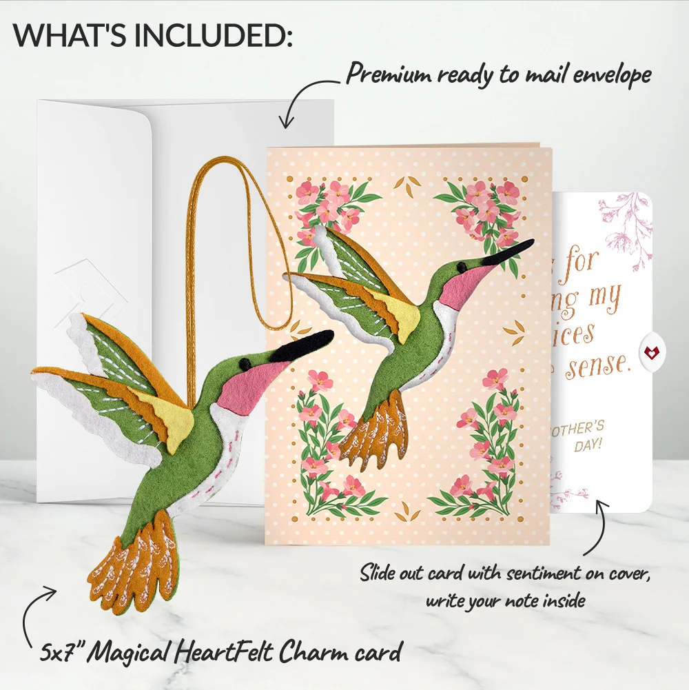 Lovepop Serene Hummingbird Mother’s Day HeartFelt Charm Card and Sentiment Set for Mom - Image 2