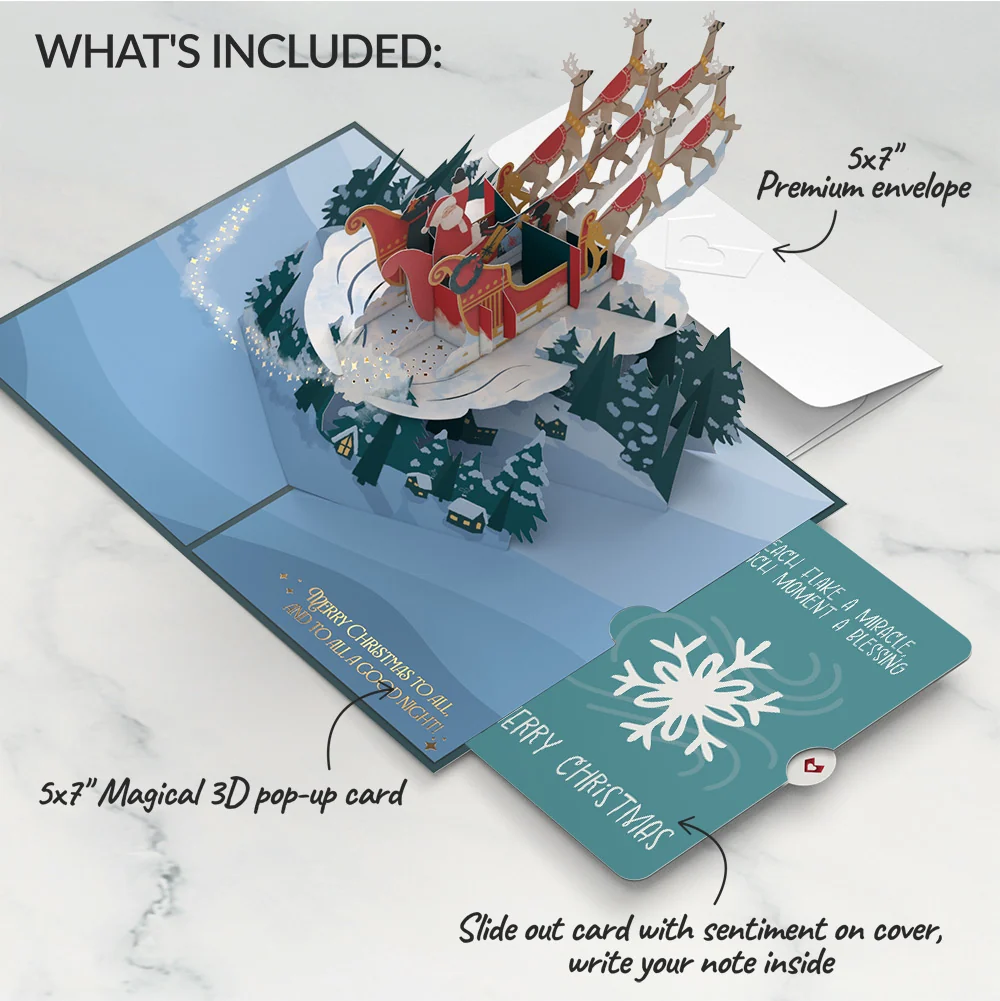 Lovepop Night Sky Santa Sleigh Christmas Pop-Up Card and Sentiment Set - Image 2