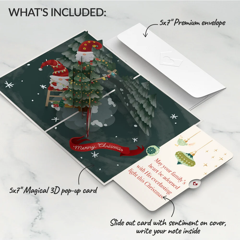 Lovepop Christmas Gnomes Pop-Up Card and Sentiment Set for Family Cream - Image 2