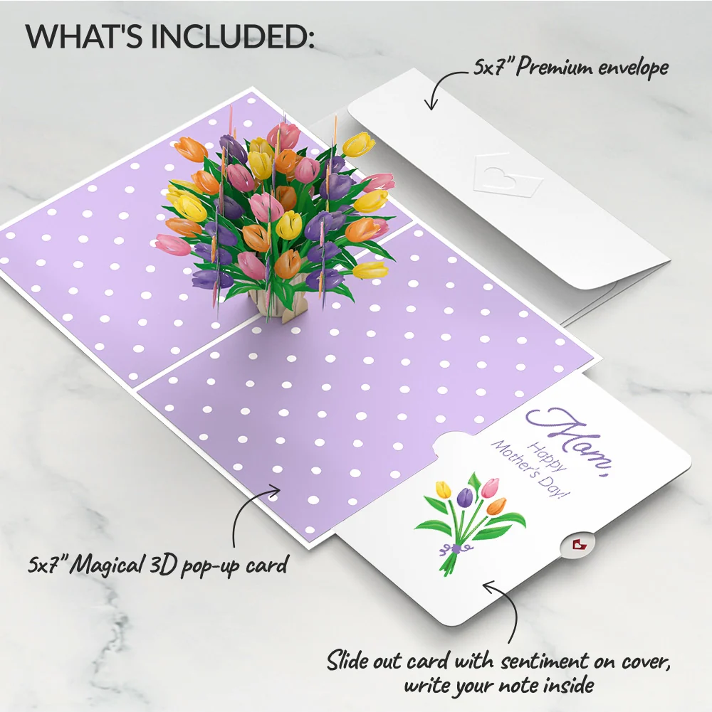 Lovepop Tulips Mother’s Day Pop-Up Card and Sentiment Set for Mom Vase - Image 2