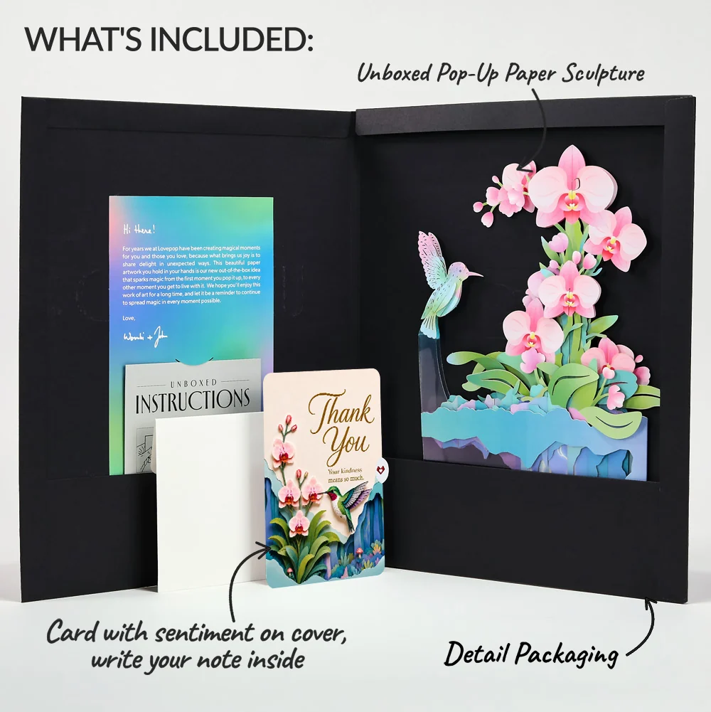 Lovepop Hummingbird Thank You Unboxed Pop-Up Paper Sculpture and Sentiment Set - Image 2