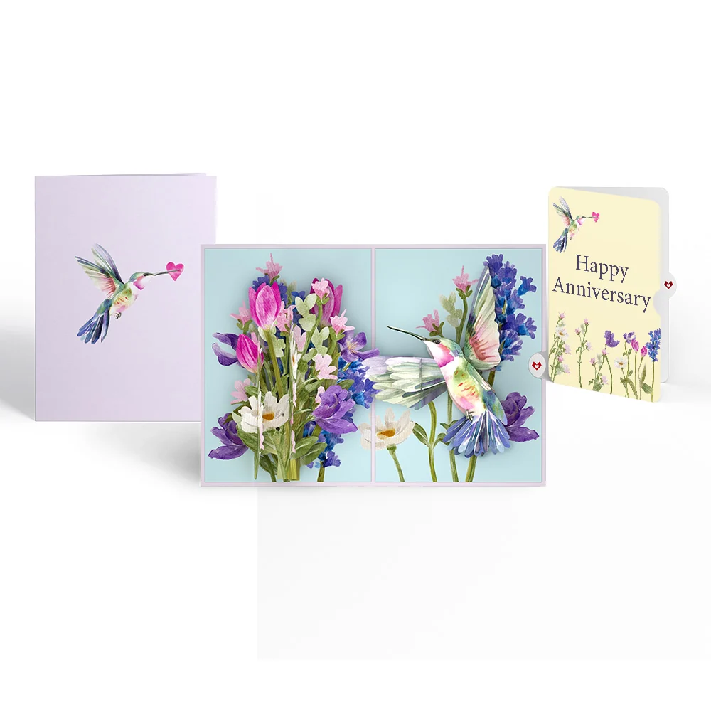 Lovepop Love in Bloom Hummingbird Anniversary Pop-Up Card and Sentiment Set Cream