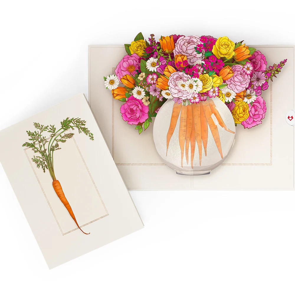Lovepop Blooming Carrot Bouquet Pop-Up Card Glass
