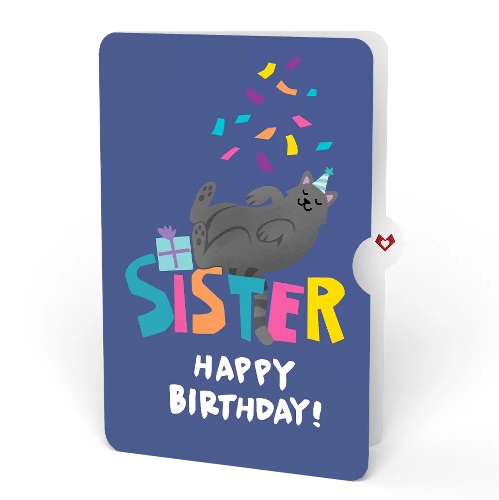 Lovepop Happy Birthday Cats Pop-Up Card and Sentiment Set for Sister - Image 4