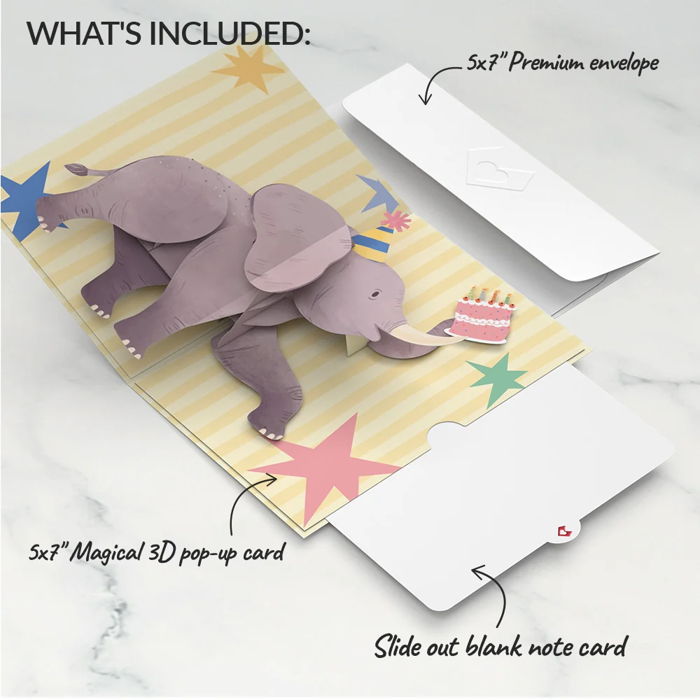 Lovepop Elephant Birthday Pop-Up Card Candle - Image 5