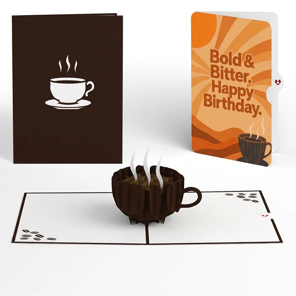 Lovepop Coffee Cup Birthday Pop-Up Card and Bold Bitter Sentiment Set