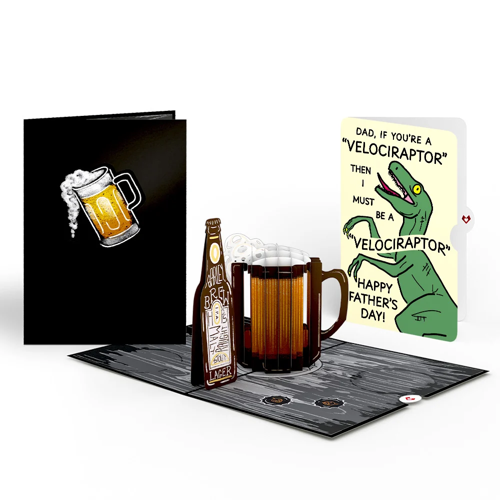 Lovepop Beer Father's Day Pop-Up Card and Velociraptor Sentiment Set Mug