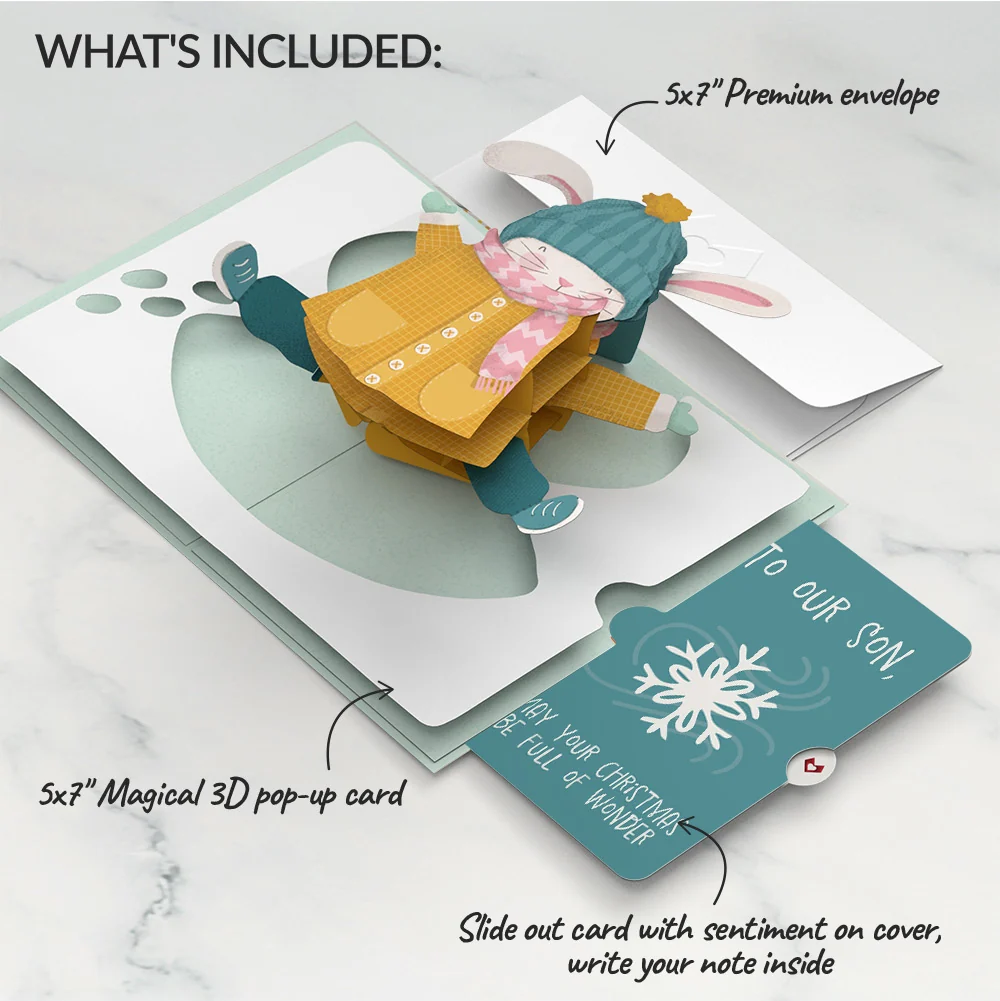 Lovepop Let It Snow Winter Bunny Pop-Up Card and Sentiment Set for Son - Image 2