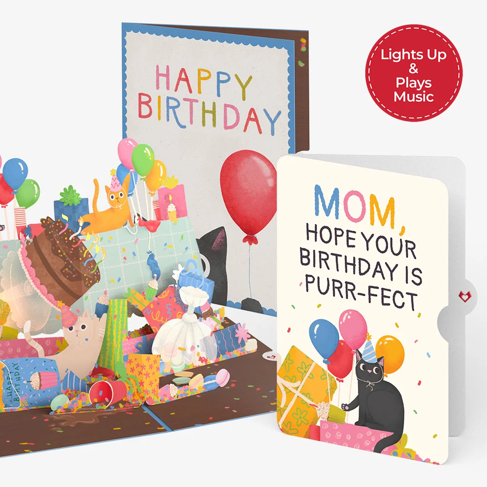 Lovepop Birthday Cat-astrophe Music and Lights Pop-Up Card and Sentiment Set for Mom