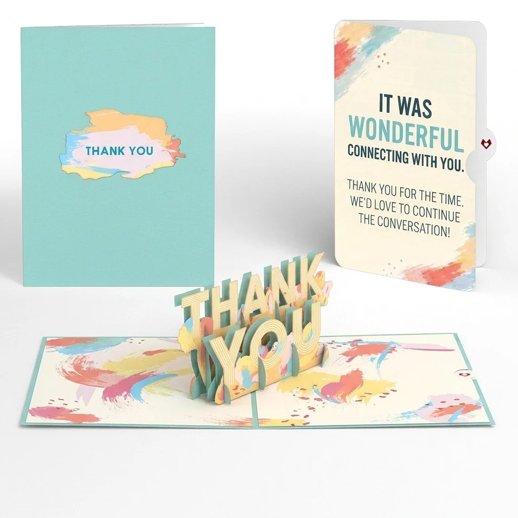 Lovepop Artistic Thank You Pop-Up Card and Wonderful Connecting Sentiment Set Cream