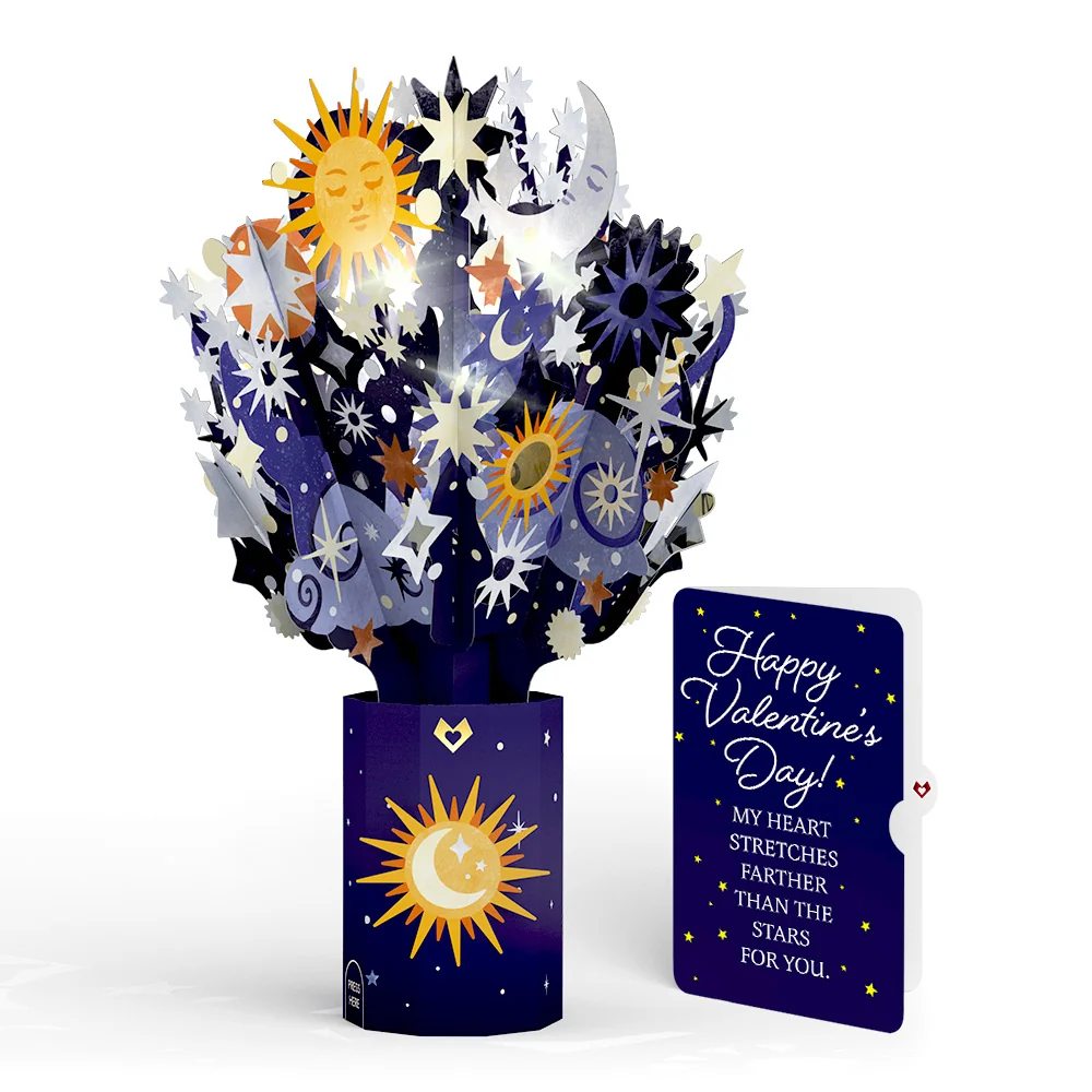 Lovepop Celestial Sky Valentine Light-Up Bouquet and Sentiment Set Vase