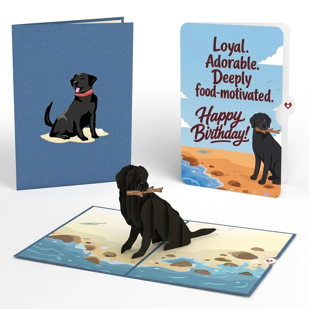 Lovepop Black Lab Birthday Pop-Up Card and Food Motivated Sentiment Set