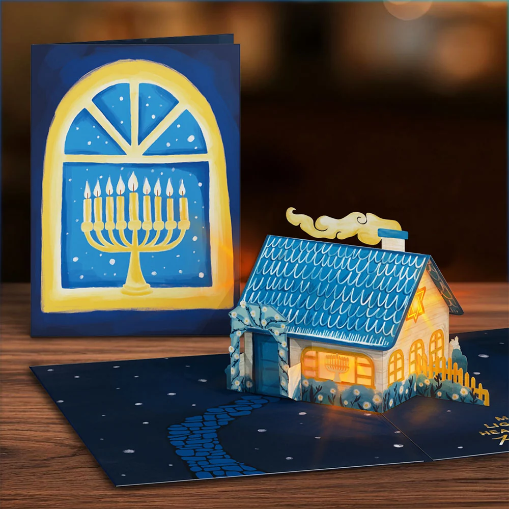 Lovepop Home for Hanukkah Light-Up Pop-Up Card