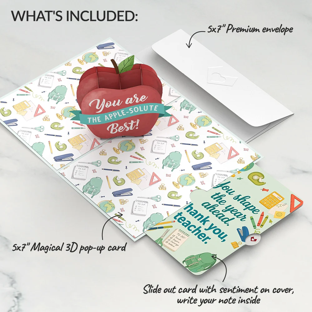 Lovepop Amazing Teacher Apple Thank You Pop-Up Card and Shape the Year Sentiment Set - Image 2