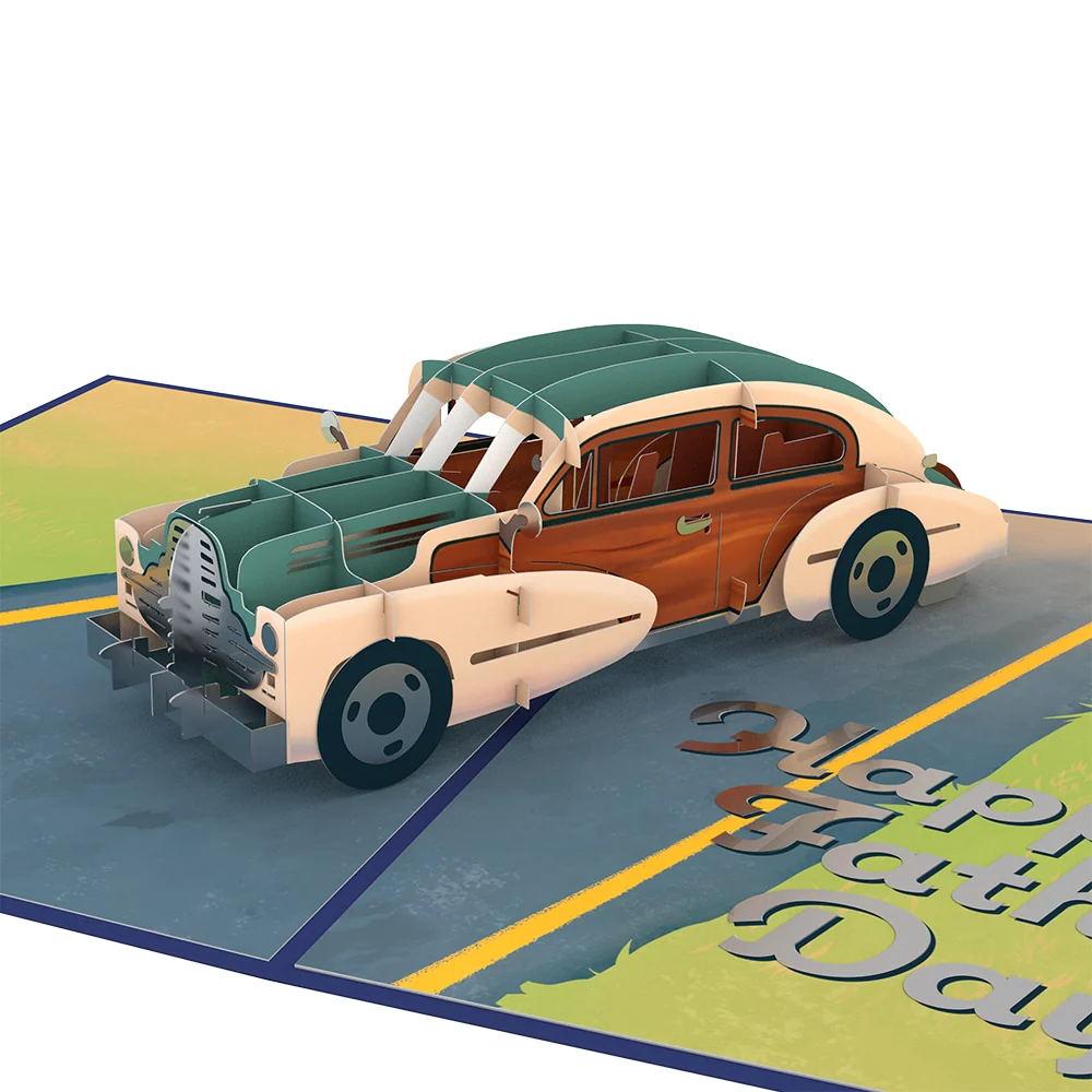Lovepop Father’s Day Classic Car Pop-Up Card Cream - Image 2