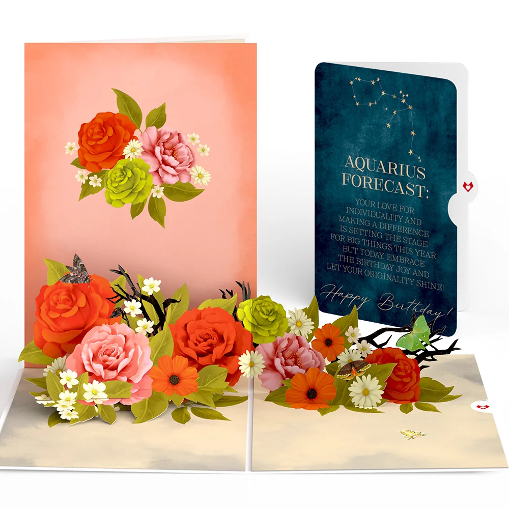 Lovepop Midnight Florals Birthday Pop-Up Card and Aquarius Zodiac Sentiment Set