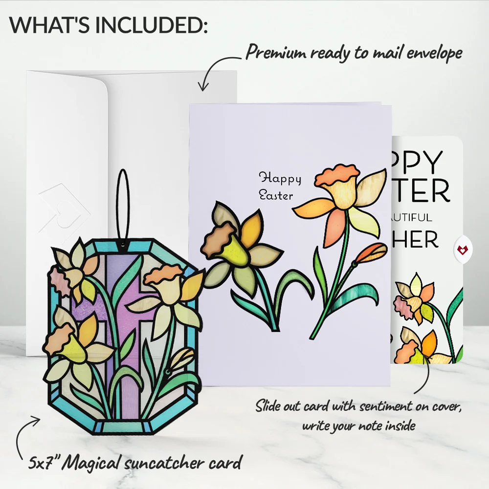 Lovepop Happy Easter Daffodil Easter Suncatcher Card and Sentiment Set for Mom Glass - Image 2