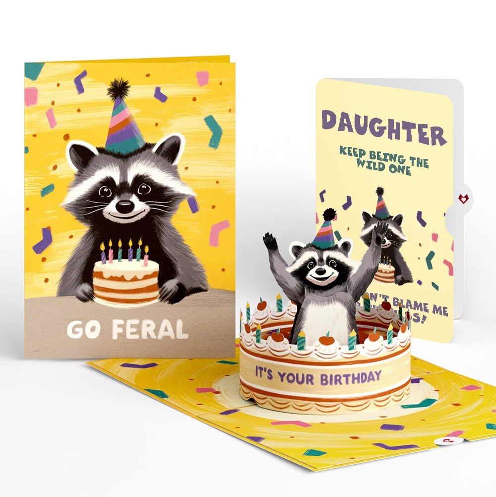 Lovepop Go Feral Raccoon Birthday Pop-Up Card and Sentiment Set for Daughter Candle