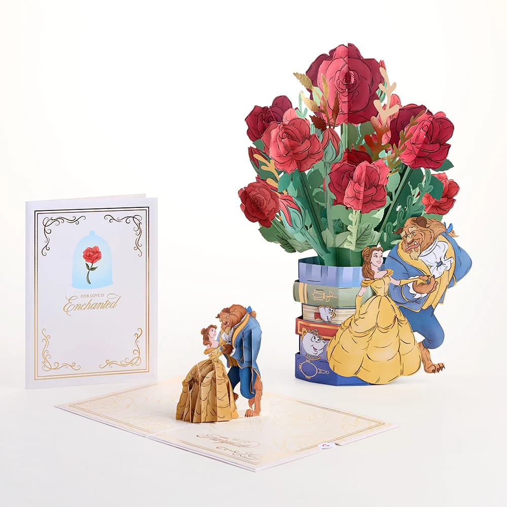 Lovepop Disney’s Beauty and the Beast Pop-Up Card & Flower Buds Bouquet Bundle