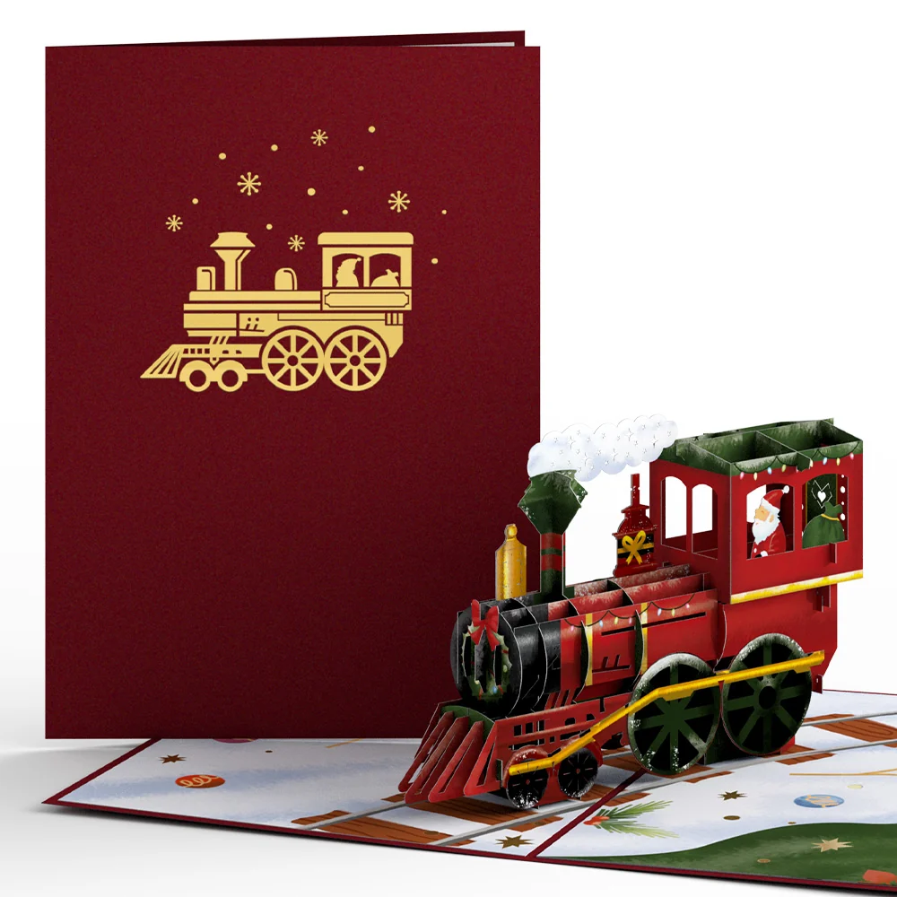 Lovepop Santa Christmas Train Ride Pop-Up Card