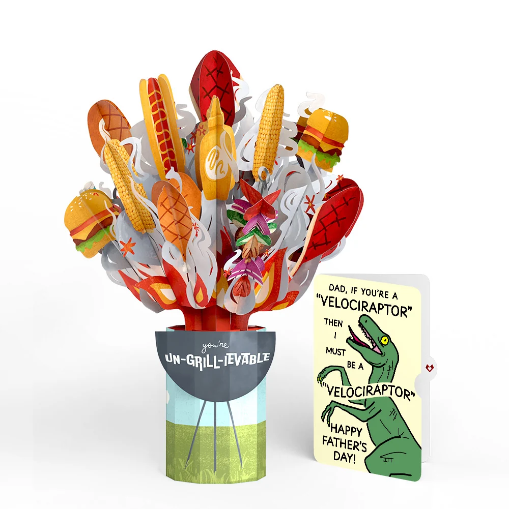 Lovepop Grill Master Father's Day Bouquet and Velociraptor Sentiment Set