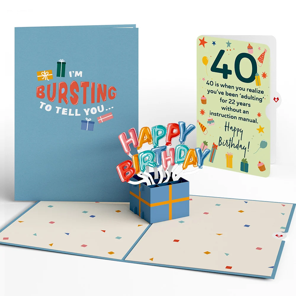 Lovepop Happy 40th Birthday Burst Pop-Up Card and Sentiment Set