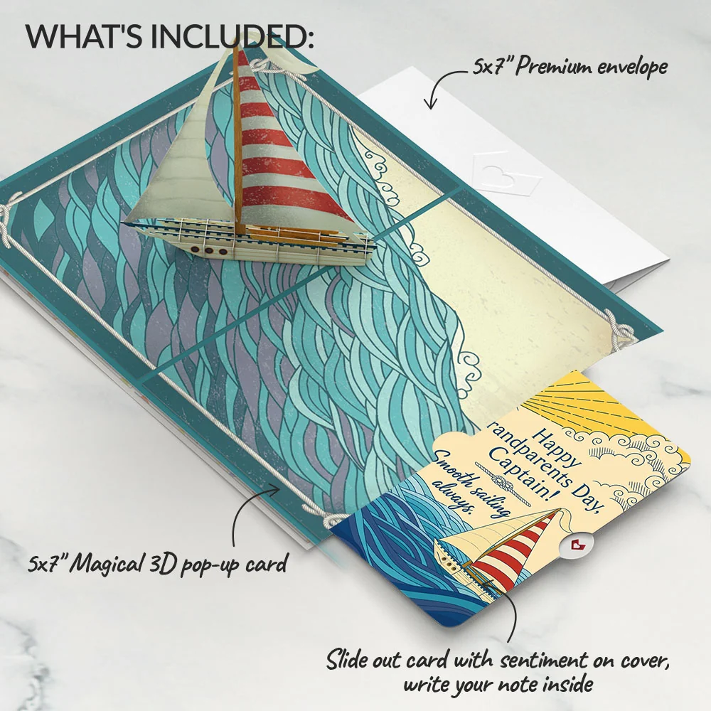 Lovepop Sailboat on the Horizon Pop-Up Card and Grandparents Day Sentiment Set - Image 2
