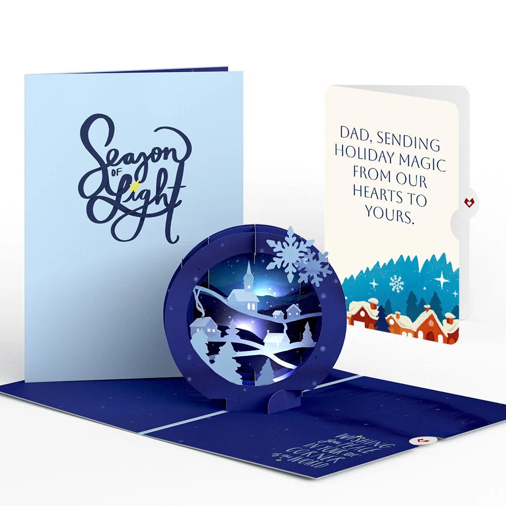 Lovepop Season of Light Winter Village Light-Up Pop-Up Card and Christmas Sentiment Set for Dad Cream