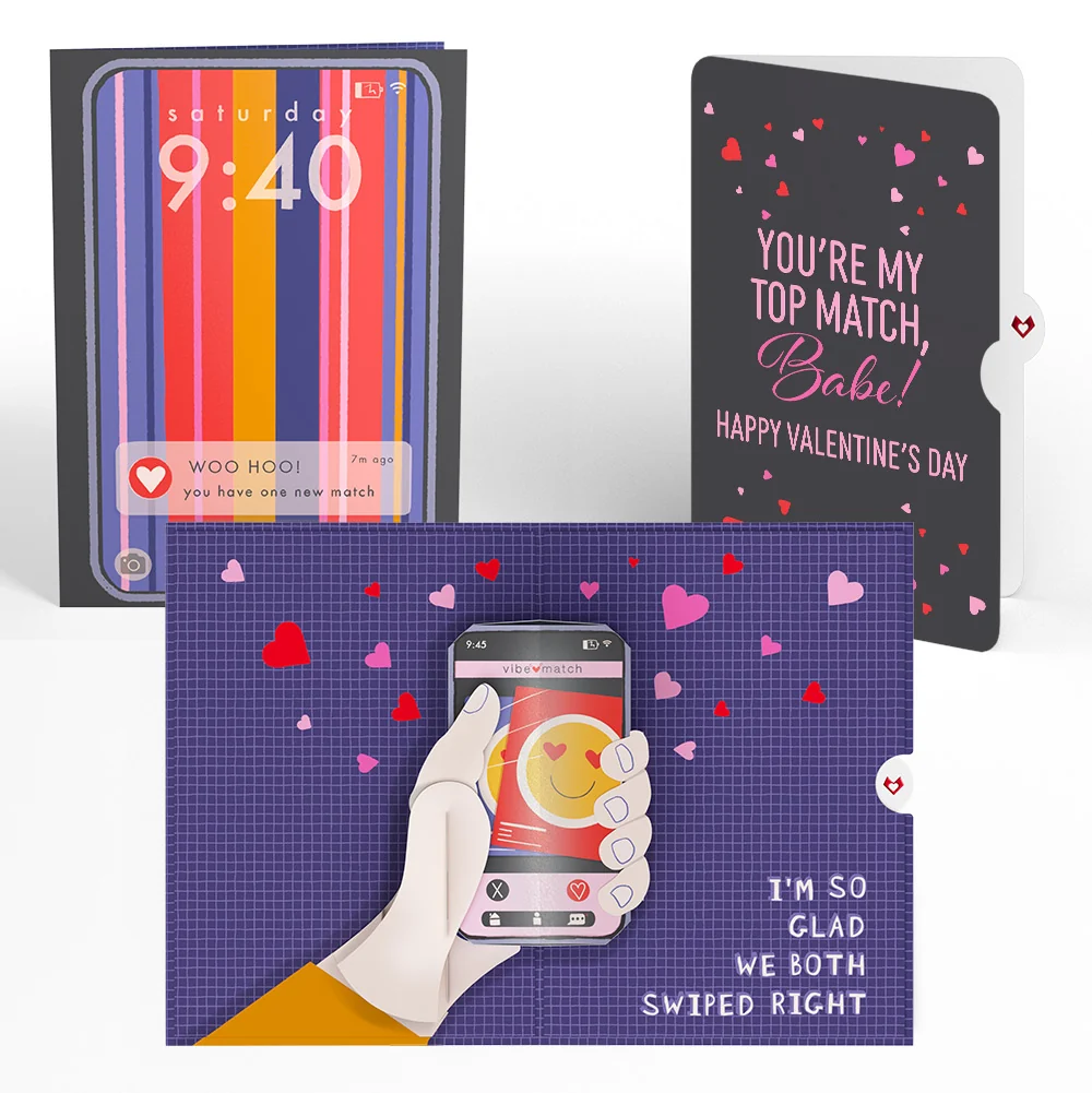 Lovepop So Glad We Swiped Right Valentine Pop-Up Card and Sentiment Set for Babe