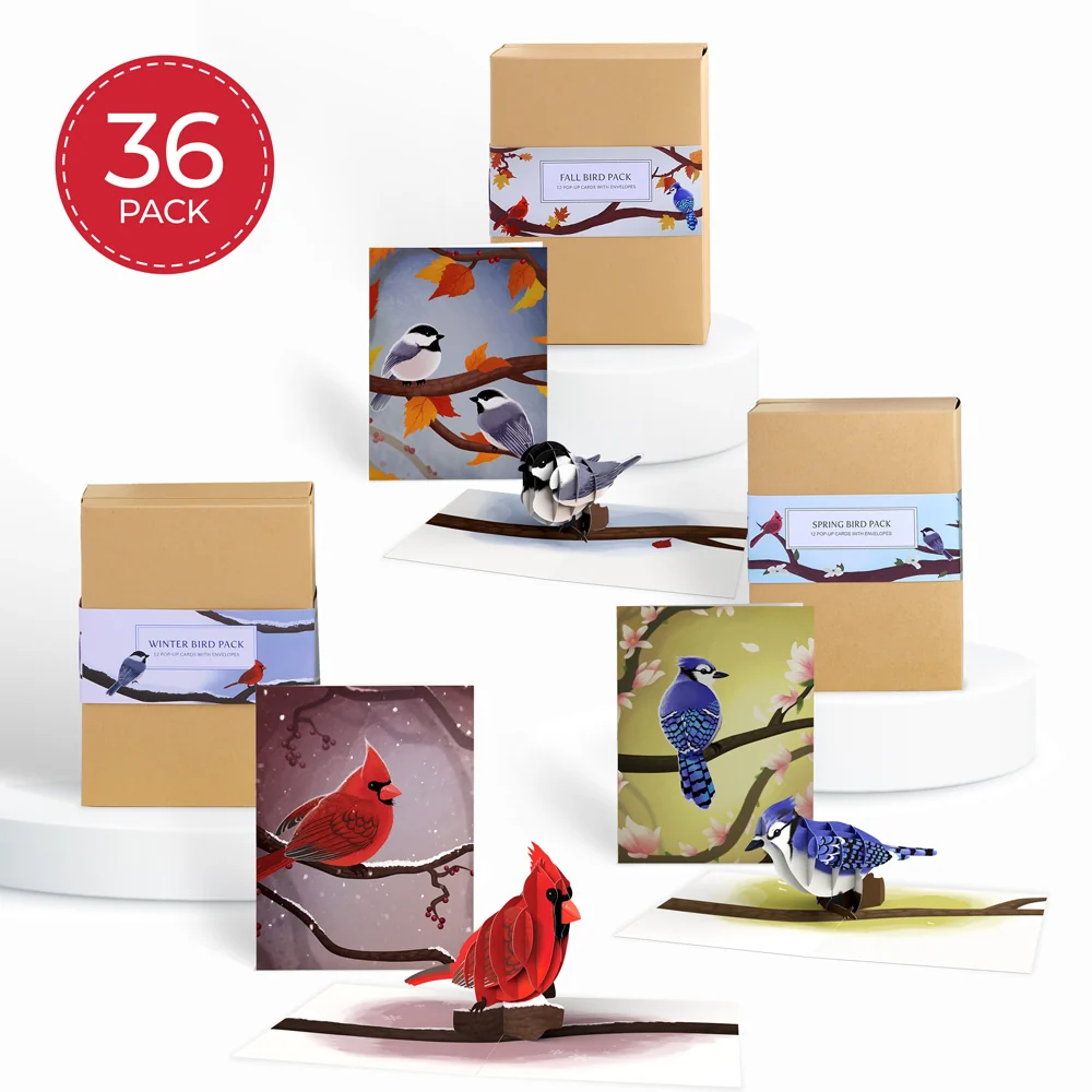 Lovepop Seasonal Birds Box Set Bundle (Assorted 36-Pack): Paperpop Card