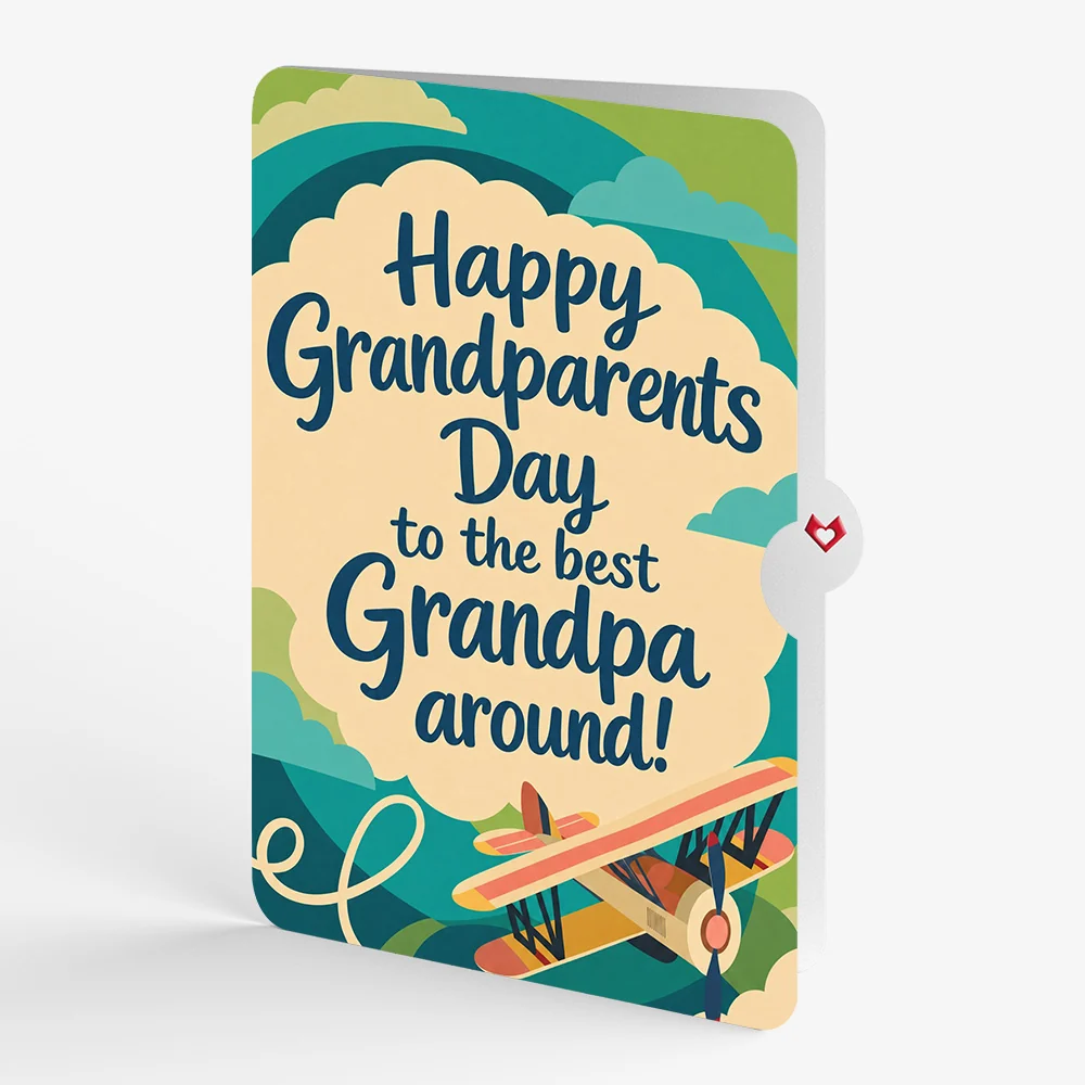 Lovepop Vintage Plane Pop-Up Card and Grandparents Day Sentiment Set Cream - Image 4