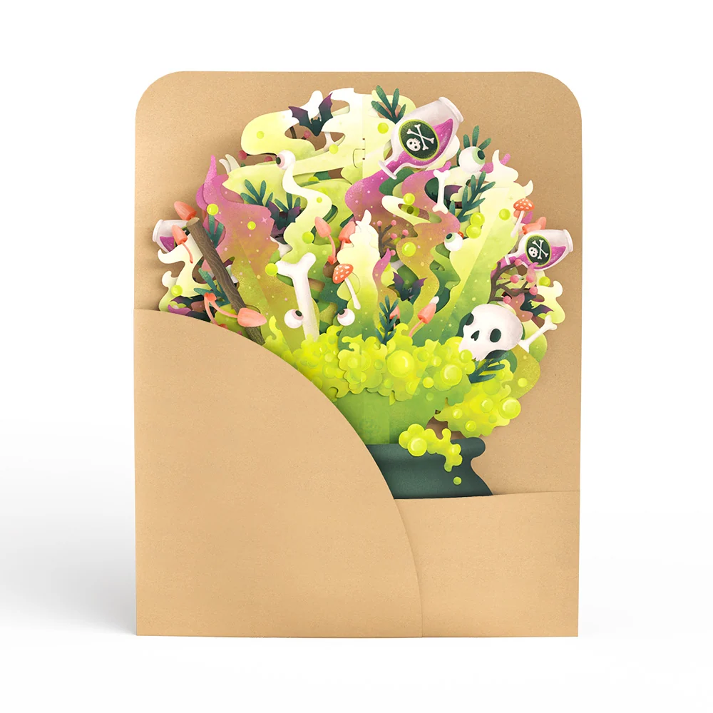 Lovepop Toil and Trouble Halloween Cauldron Music and Lights Pop-Up Card & Bouquet Bundle - Image 6