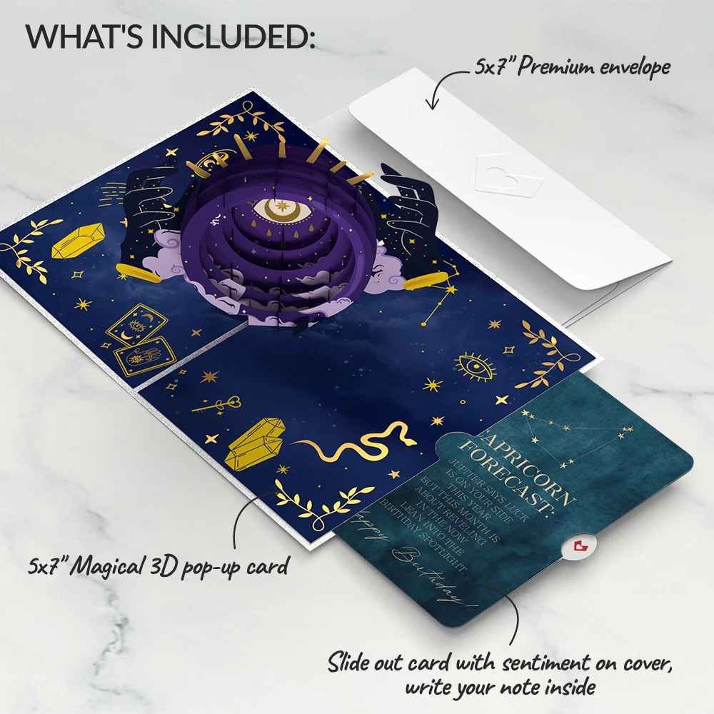 Lovepop Magical Birthday Pop-Up Card and Capricorn Zodiac Sentiment Set - Image 2