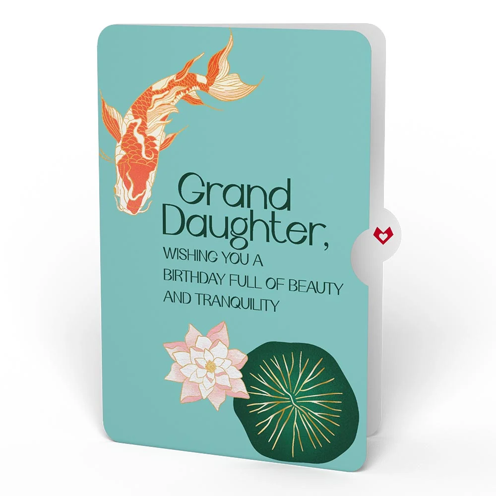 Lovepop Koi Fish and Lotus Birthday Pop-Up Card and Sentiment Set for Granddaughter - Image 4