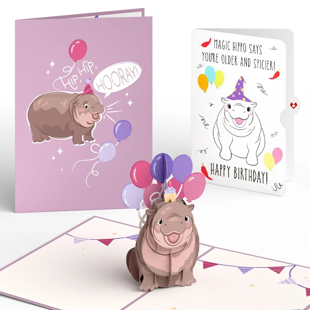Lovepop Baby Pygmy Birthday with Magic Hippo Pop-Up Card and Sentiment Set