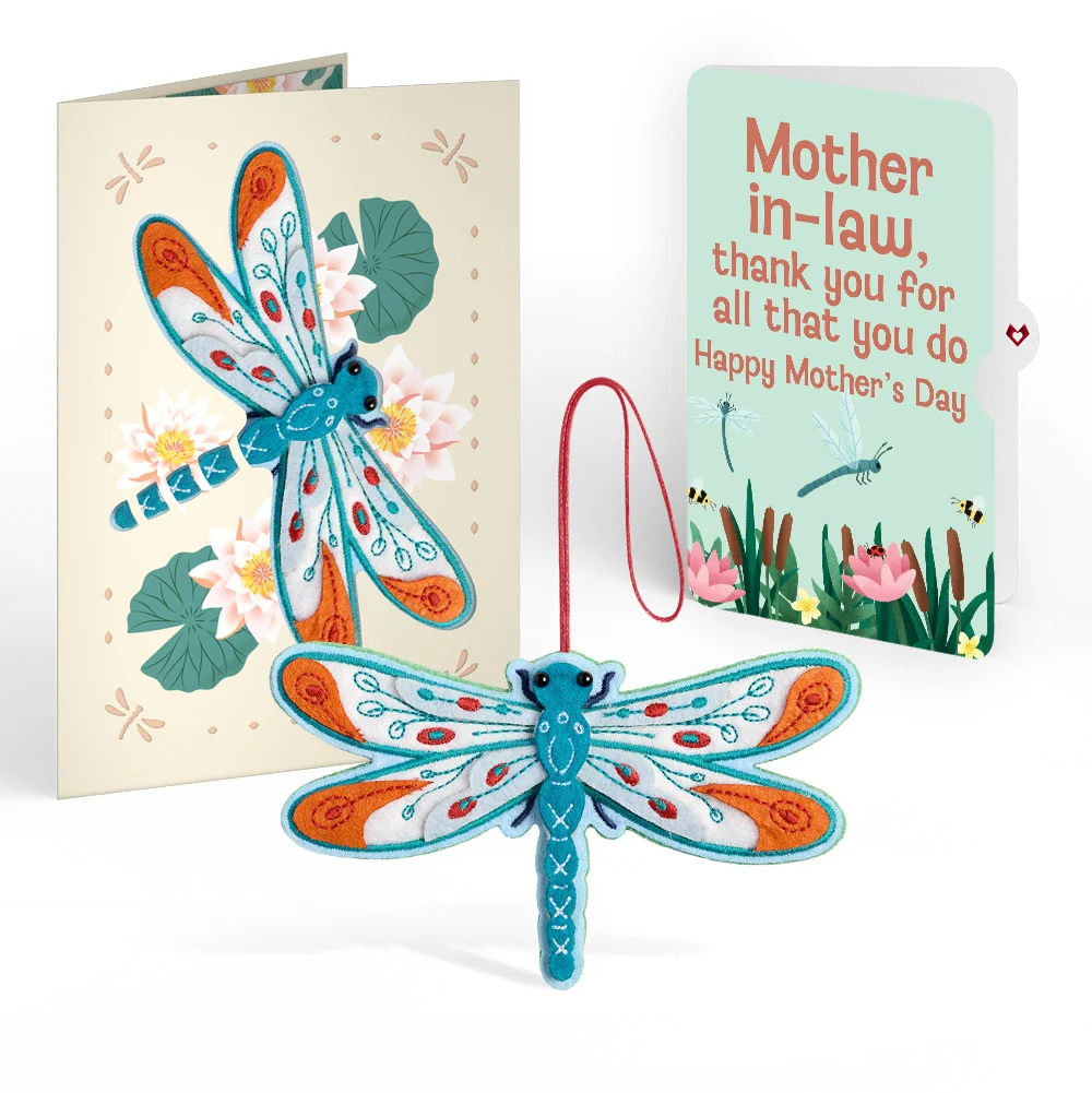 Lovepop Peaceful Dragonfly Mother’s Day HeartFelt Charm Card and Sentiment Set for Mother-in-Law