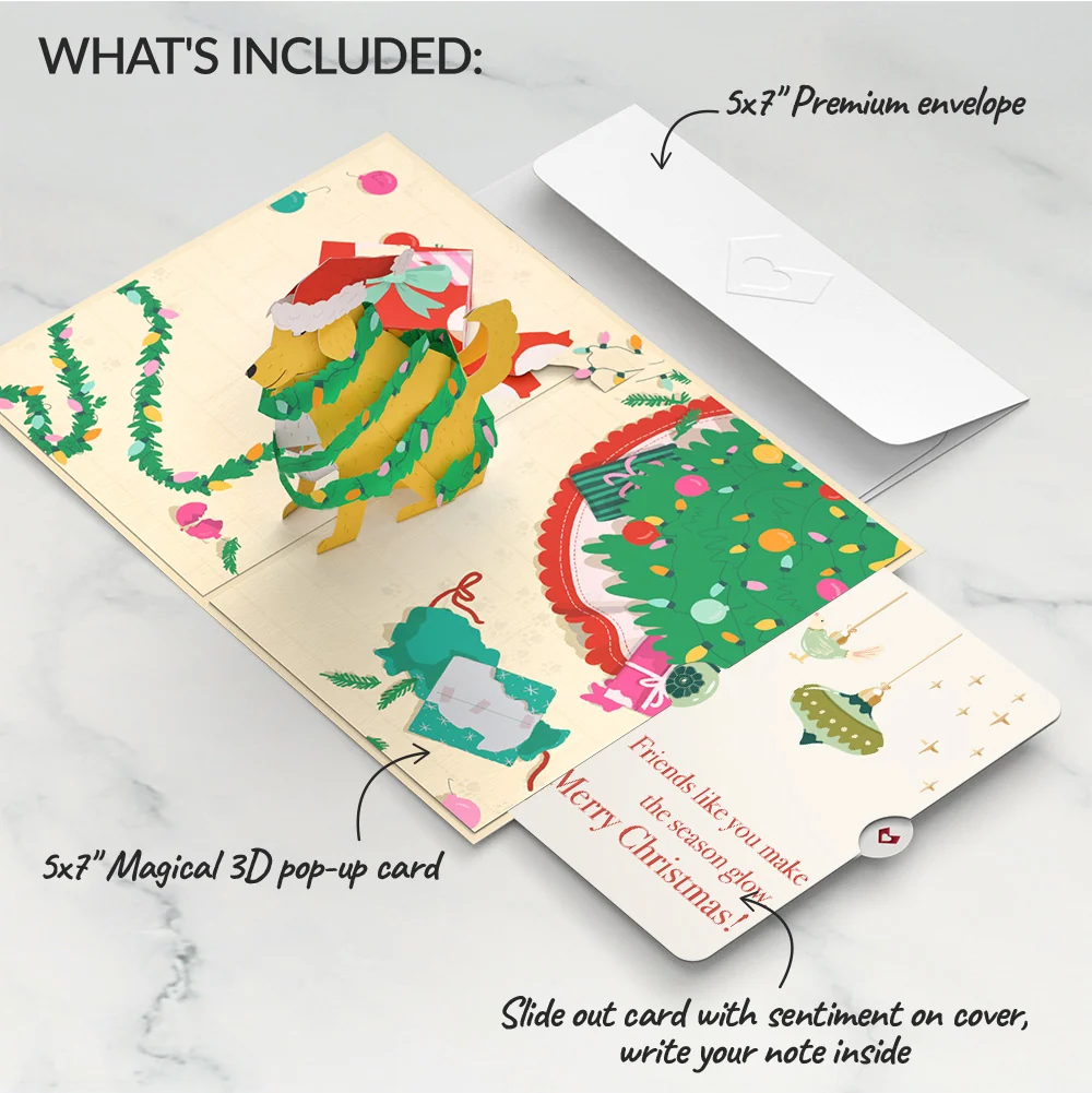 Lovepop Feliz Naughty Dog Christmas Pop-Up Card and Sentiment Set for Friend - Image 2