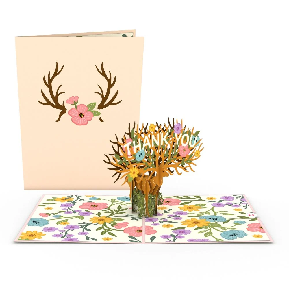 Lovepop Floral Deer Thank You Pop-Up Card
