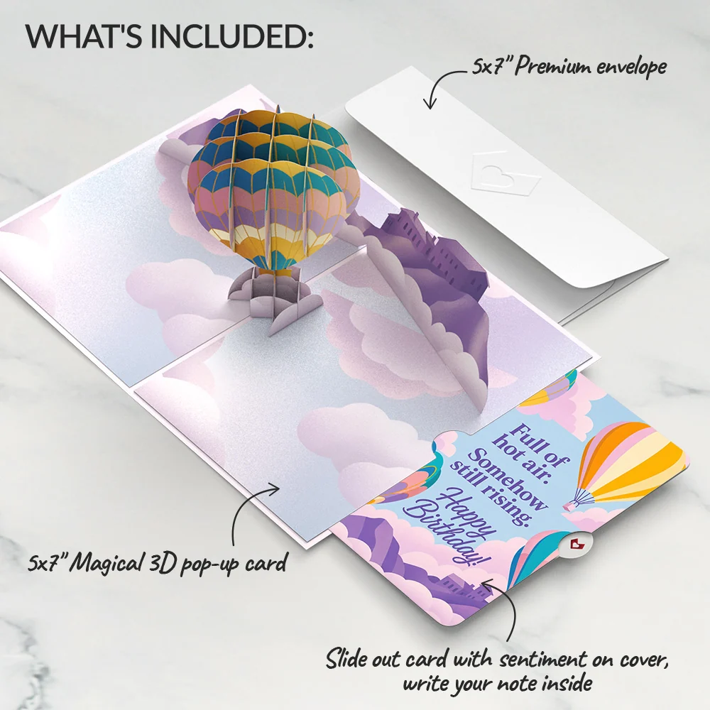 Lovepop Majestic Hot Air Balloon Birthday Pop-Up Card and Still Rising Sentiment Set Cream - Image 2
