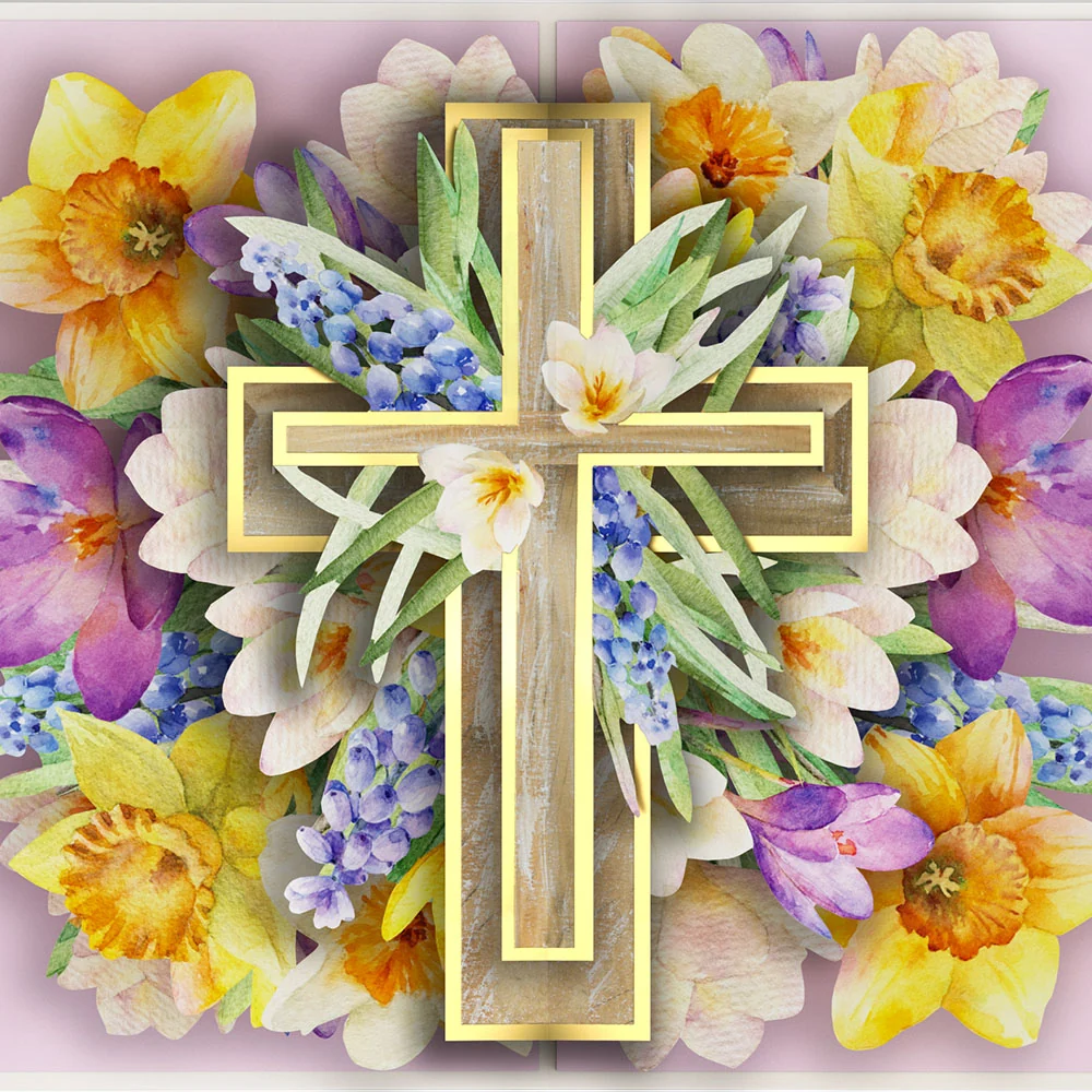 Lovepop The Lord Bless You Floral Cross Pop-Up Card Cream - Image 2